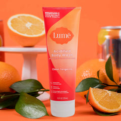 Lume Acidified Body Wash lather-swipe reveals creamy foam