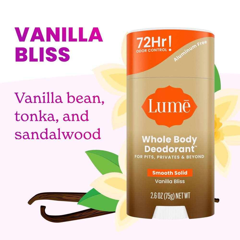 Lume Vanilla Bliss aluminum-free and baking soda-free formula for sensitive skin