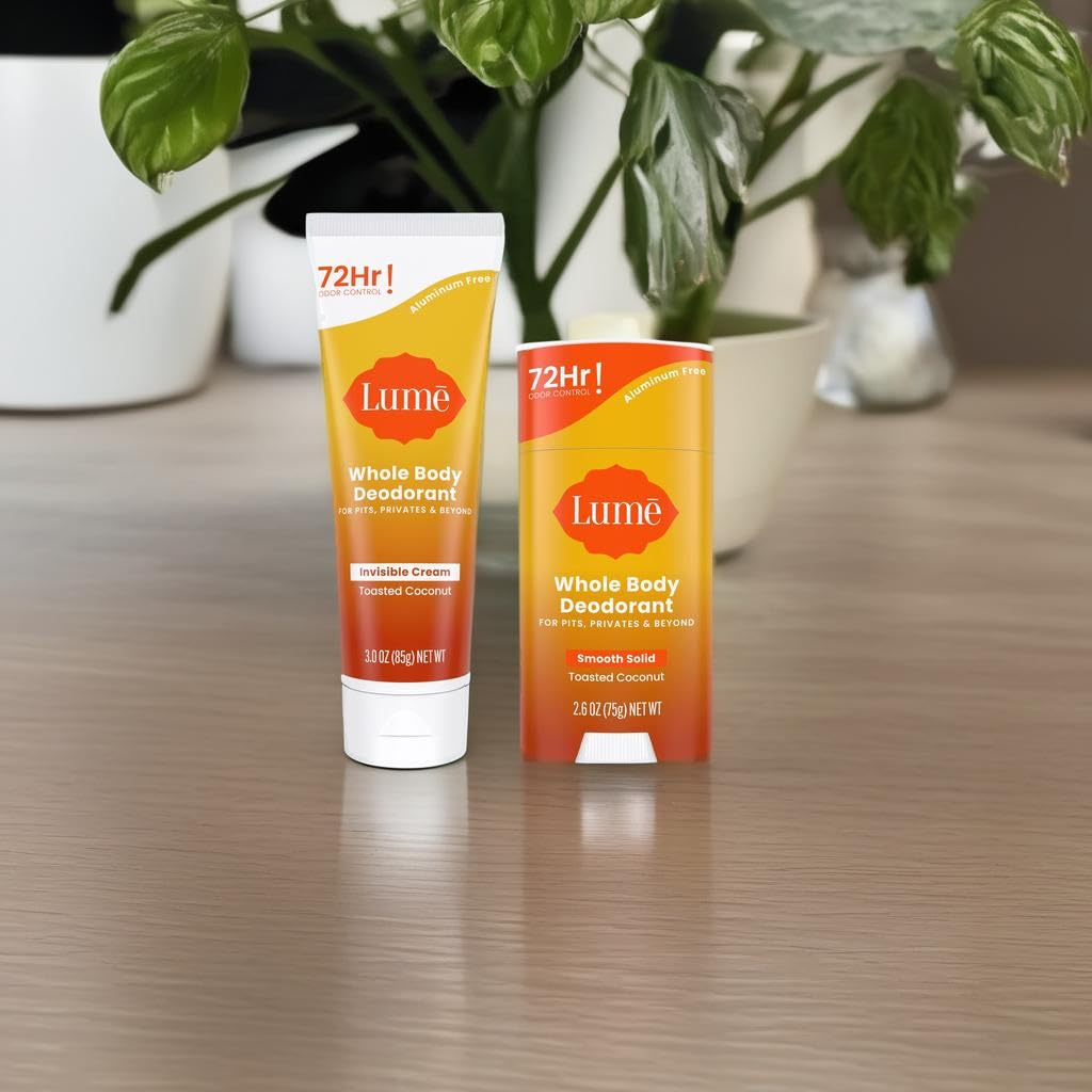 Aluminum-free Lume deodorant safe for sensitive skin.