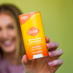 Applying Lume on underarm skin shows easy glide and coverage
