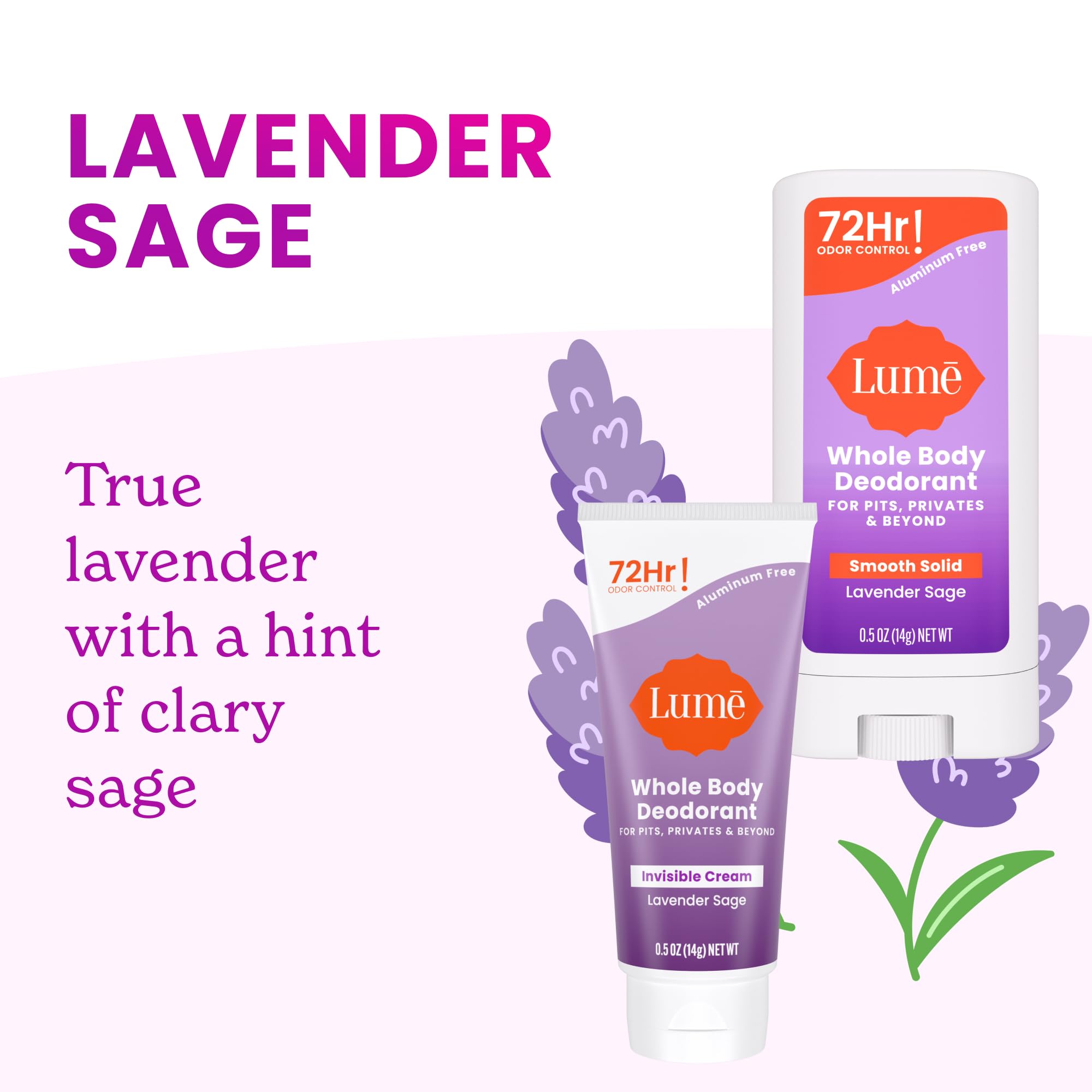 Lume Baking Soda Free formula is skin-friendly for sensitive areas.