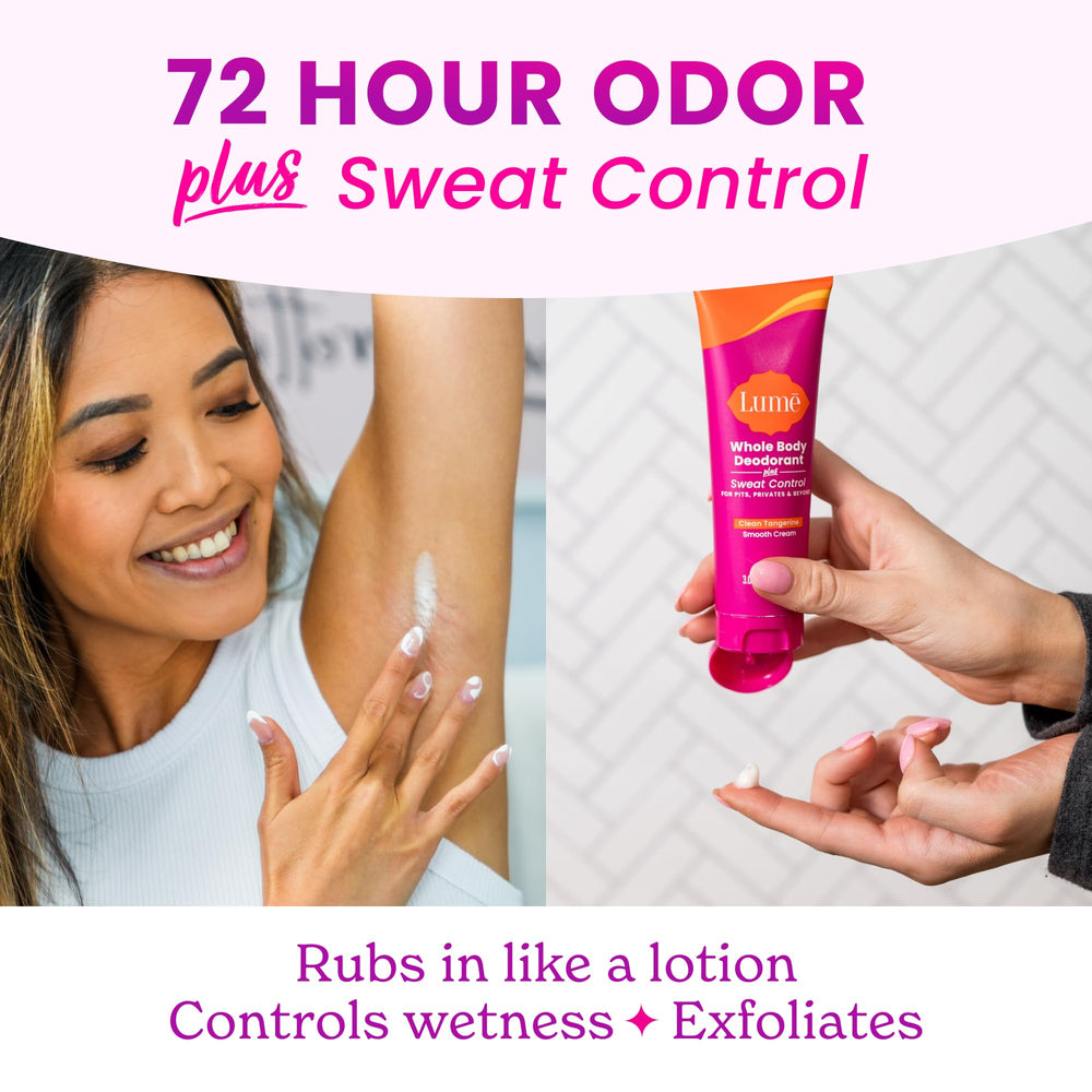 Lume baking soda-free label communicates skin-friendly formula.