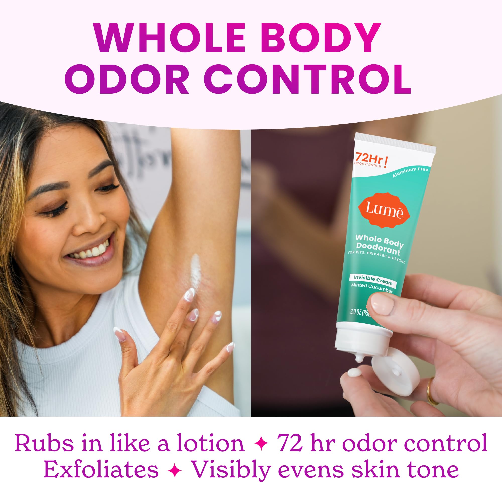 Lume daily-use underarm scene illustrates everyday odor protection.