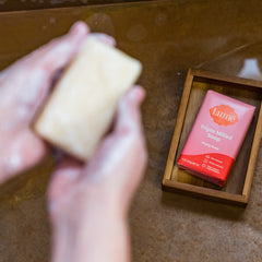 Lume bar soap creates dense creamy lather for smooth cleansing.
