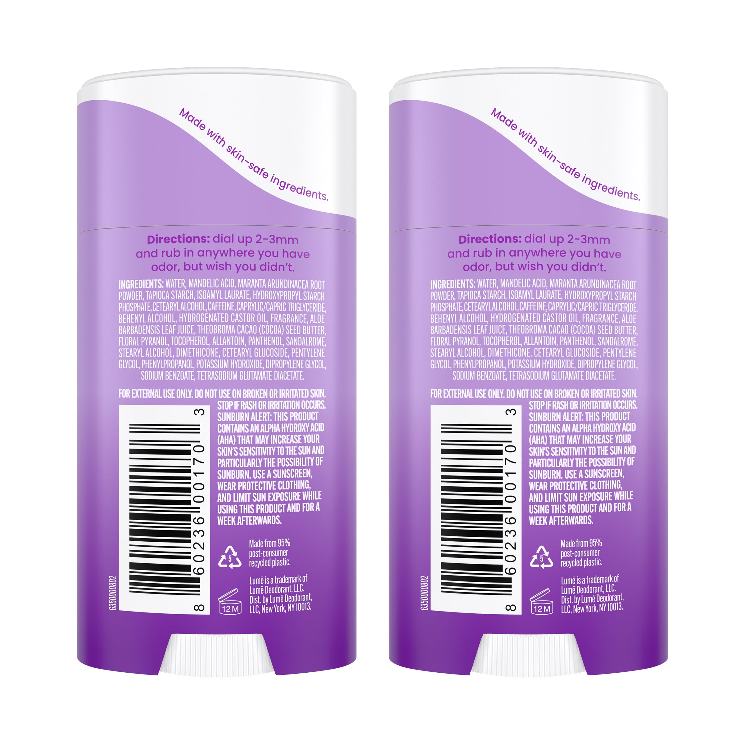 Lume deodorant cream stick application in hand demonstrates easy, clean rubbing