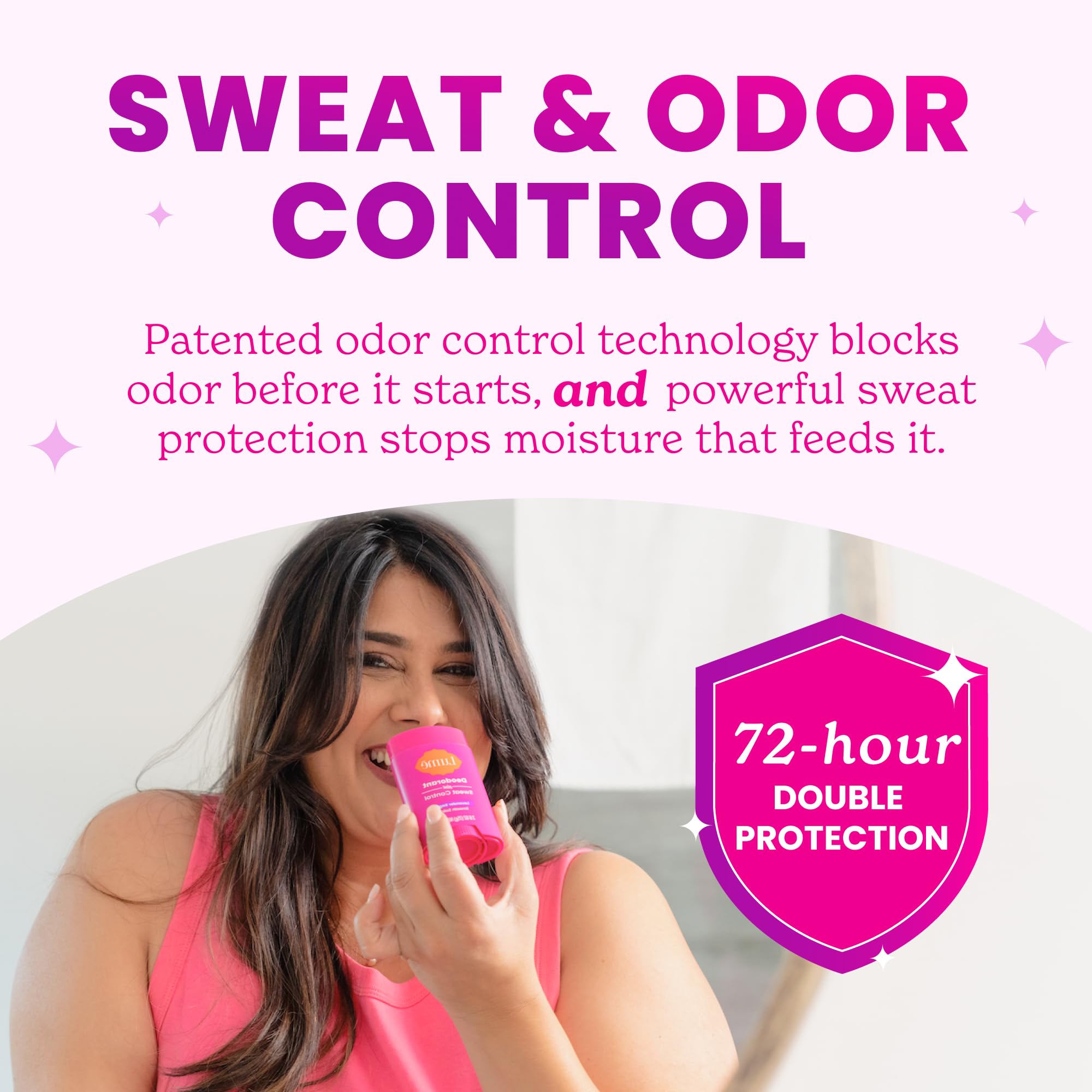 Lume Deodorant Plus Sweat Control 2-pack back view highlighting value and storage