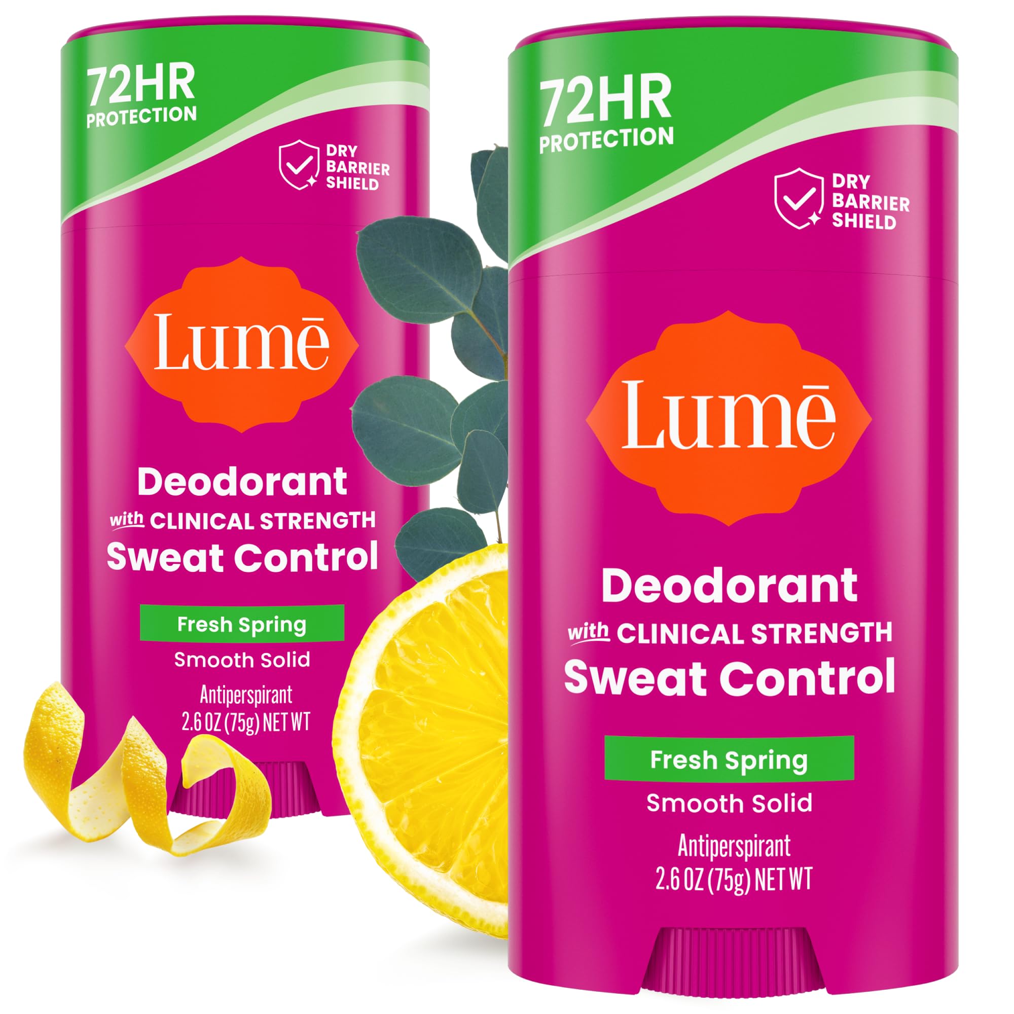 Lume Deodorant Plus Sweat Control smooth solid stick for long lasting odor protection