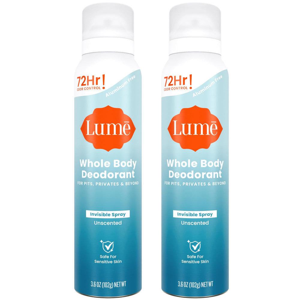 Lume Invisible Spray Deodorant for women targets pits with odor control and skin-friendly application.