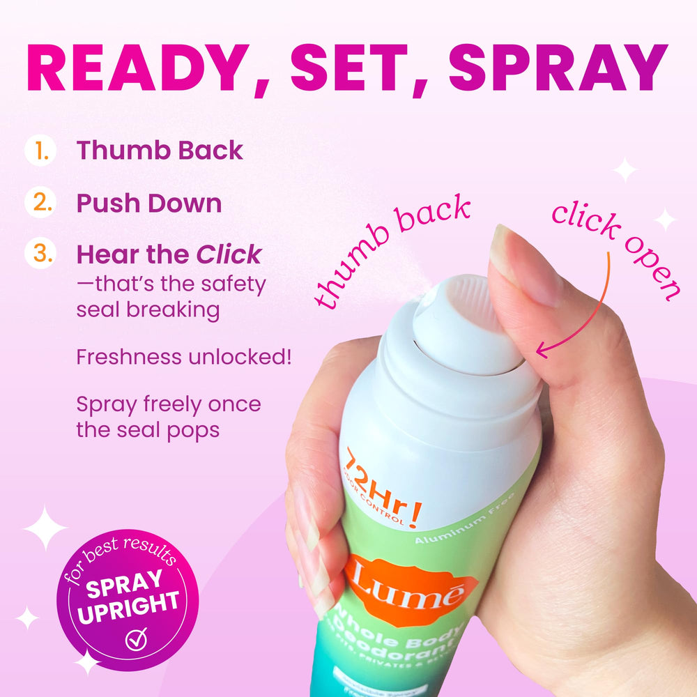 Lume Invisible Spray Deodorant for women private-parts offers long-lasting odor control and gentle use.