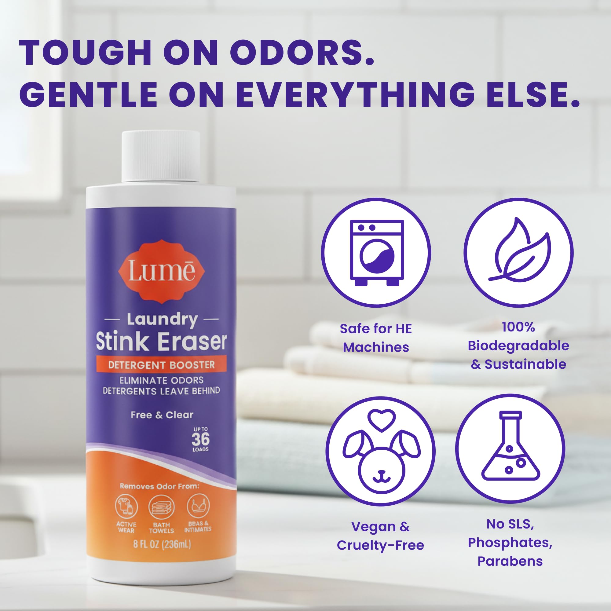 Lume Laundry Stink Eraser with detergent boost helps wash performance