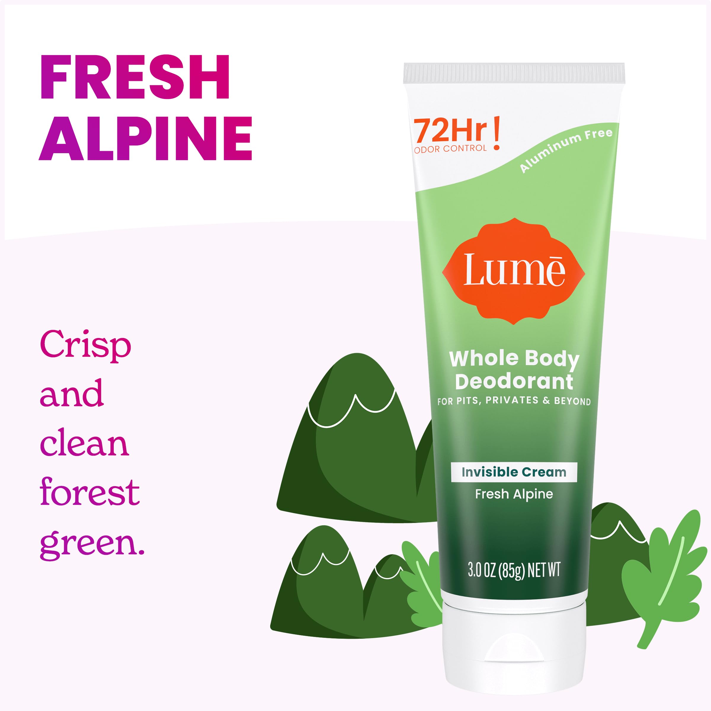 Lume pH-optimized formula concept showing odor-blocking action.