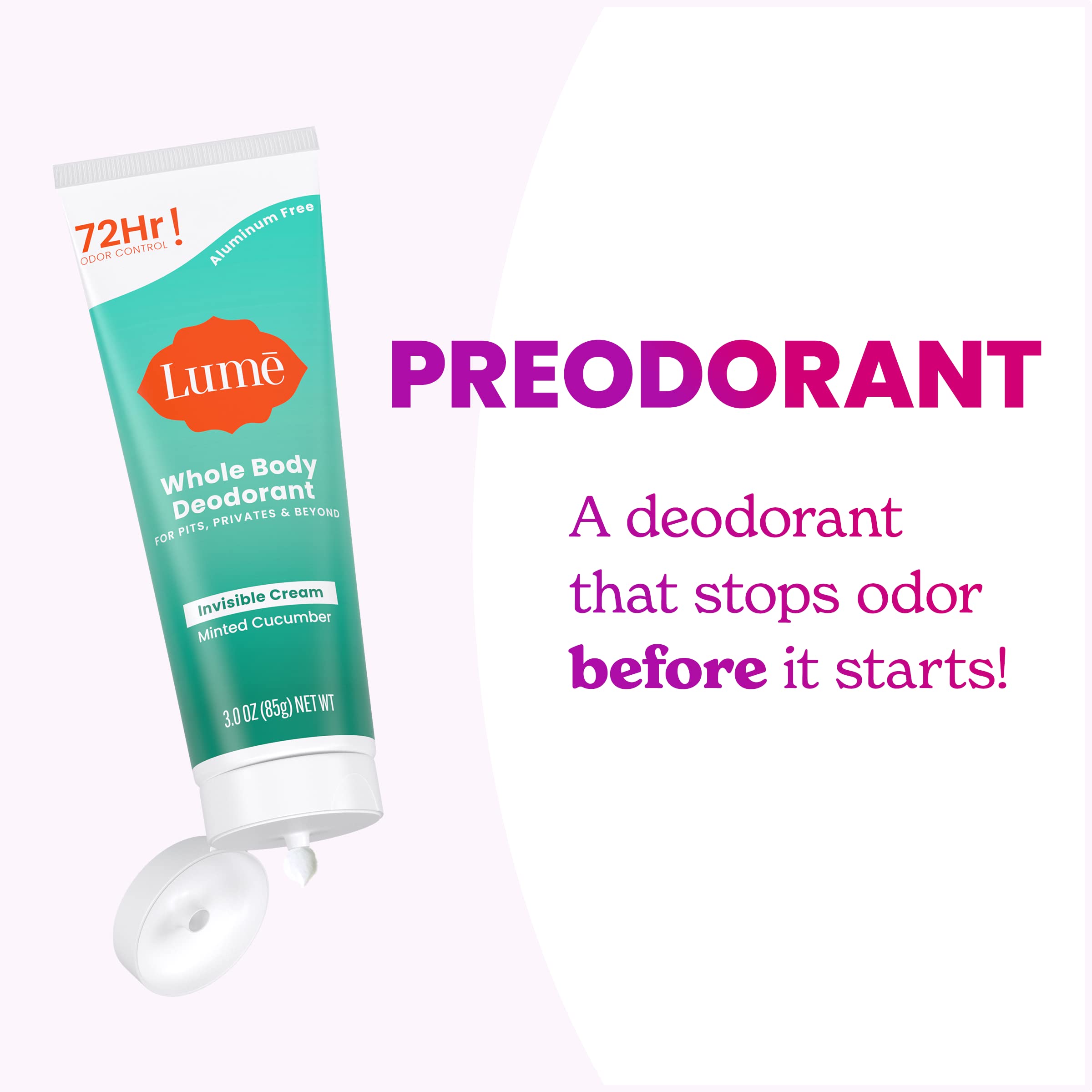 Lume skin-safe hypoallergenic label close-up underlines gentle external use.