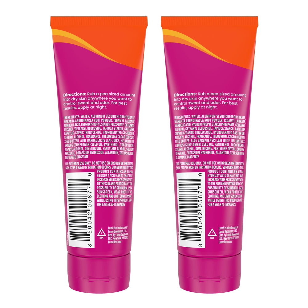 Lume smooth cream texture applied on skin for comfortable daily use.