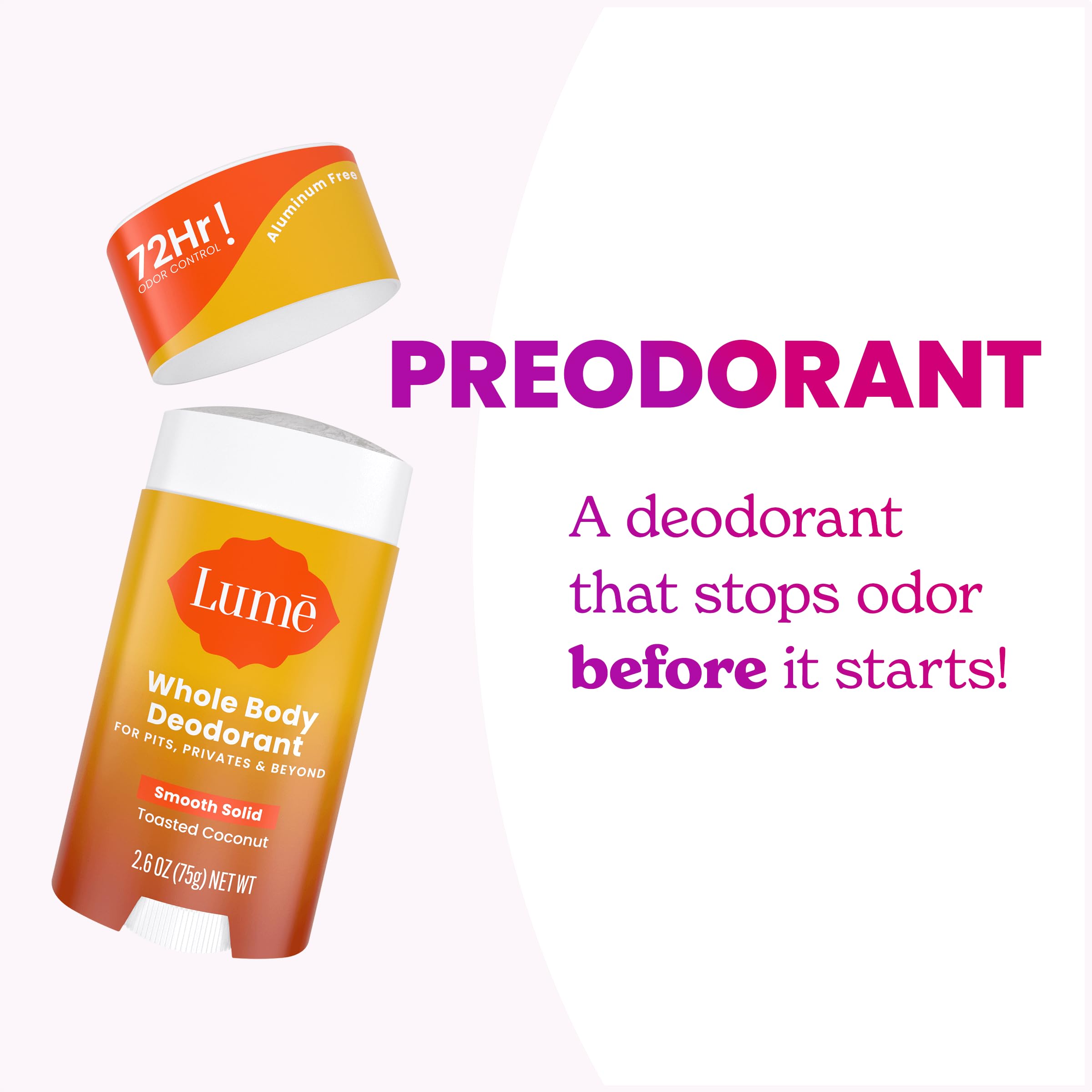Toasted coconut scent detail from Lume deodorant