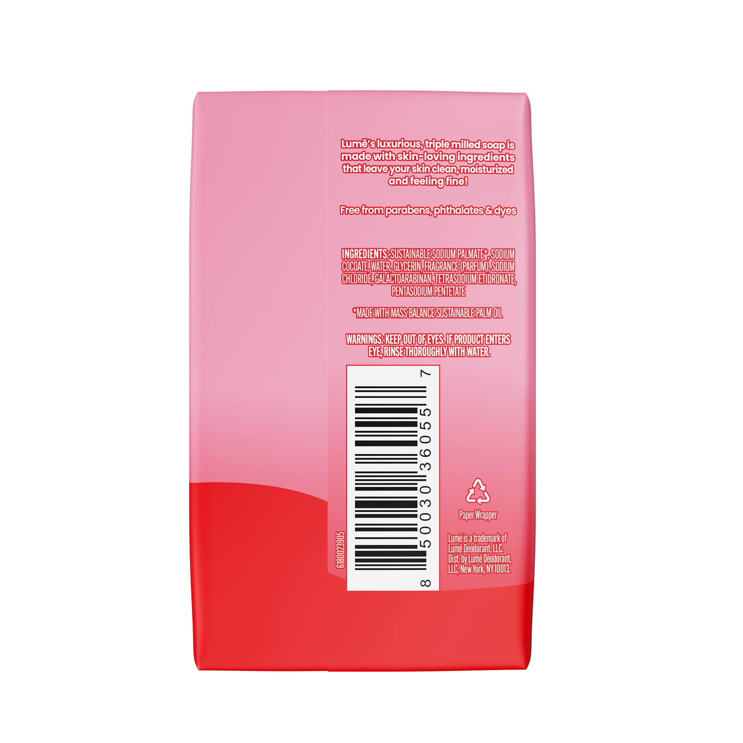 Lume soap peony rose lathers richly for a soothing cleansing experience.