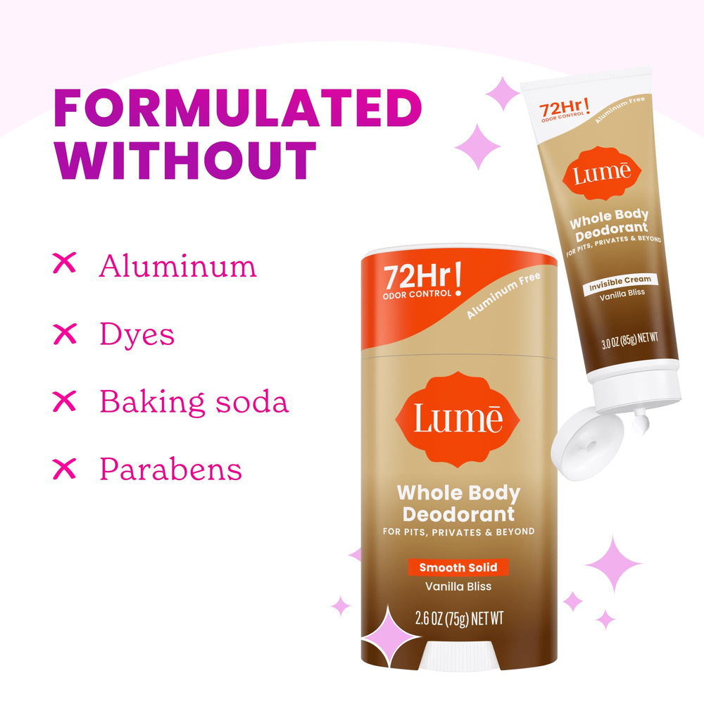 Lume Vanilla Bliss helps visually even skin tone on treated areas.