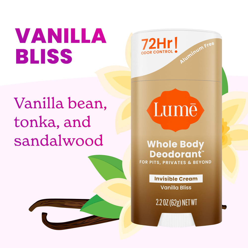 Arm swatch of Lume Vanilla Bliss showing invisible cream on skin