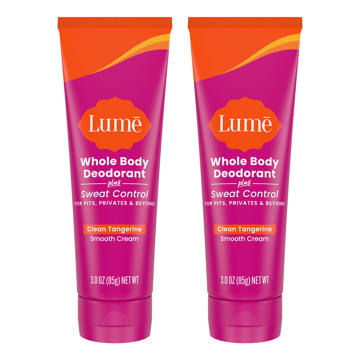 Lume Whole Body Deodorant Clean Tangerine tube label for long-lasting odor control.