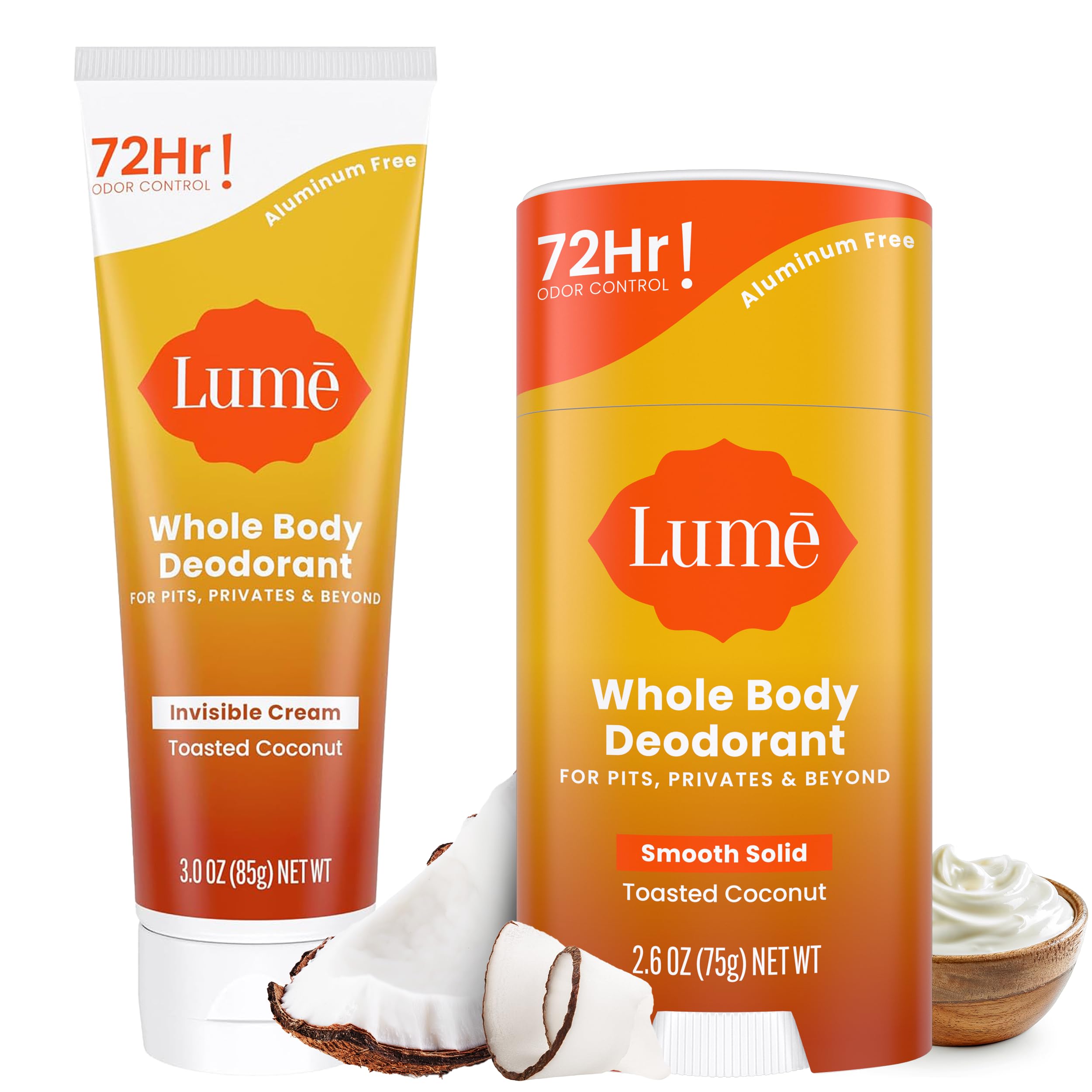 Lume invisible cream tube deodorant for all-day odor control.