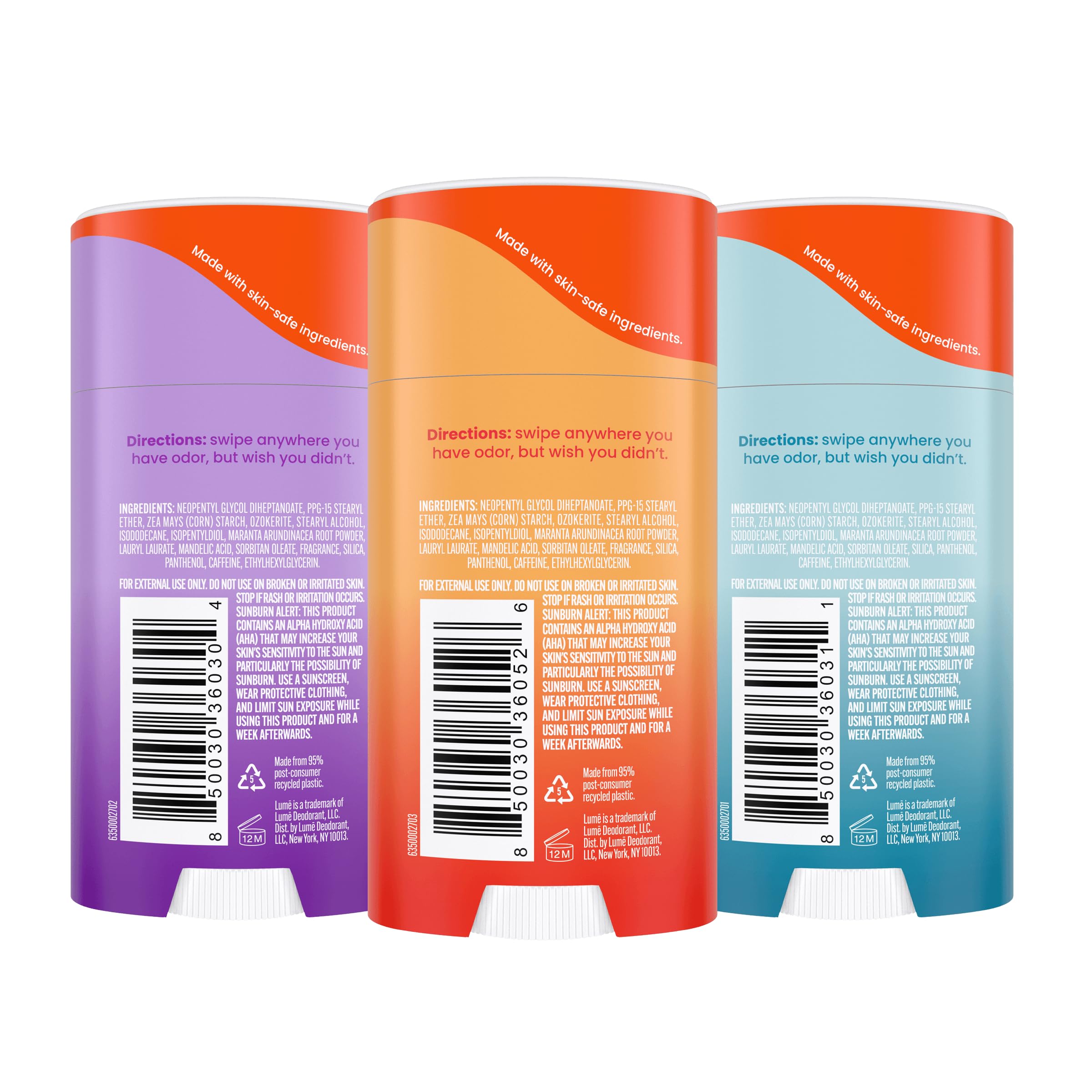 Lume Lavender Sage stick provides long-lasting odor control with soothing scent.
