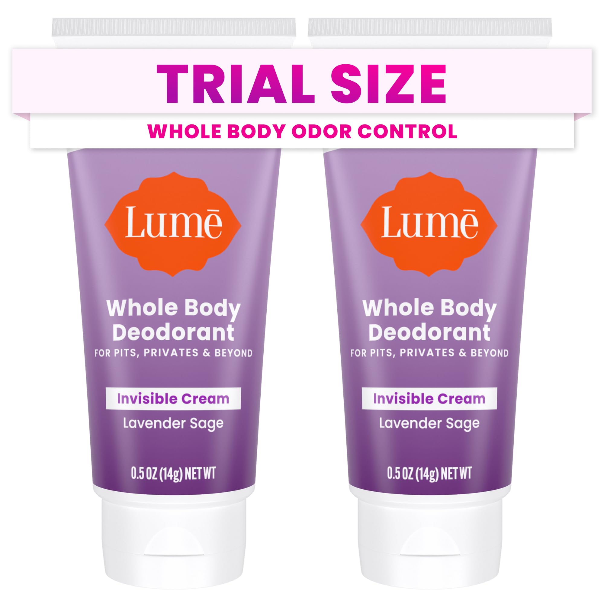 Lume Whole Body Deodorant mini travel packaging shows convenience for on-the-go odor control.