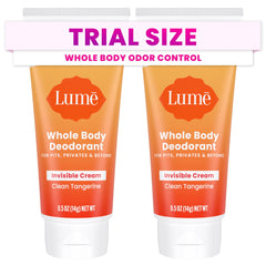 Lume Whole Body Deodorant mini tube in Clean Tangerine for all-day odor control.