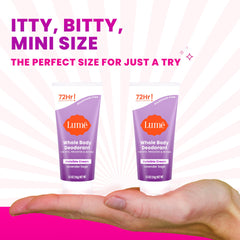 Lume mini travel-size tube closed ready for easy packing and discreet odor protection.