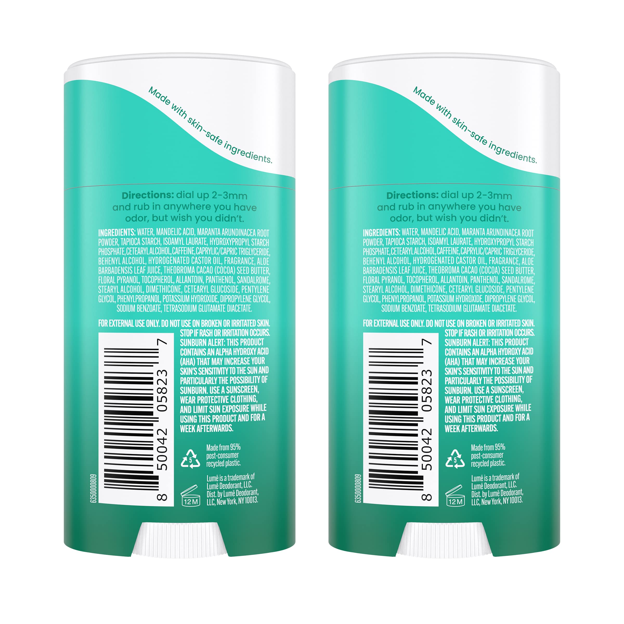 Lume invisible cream stick for easy, discreet application.