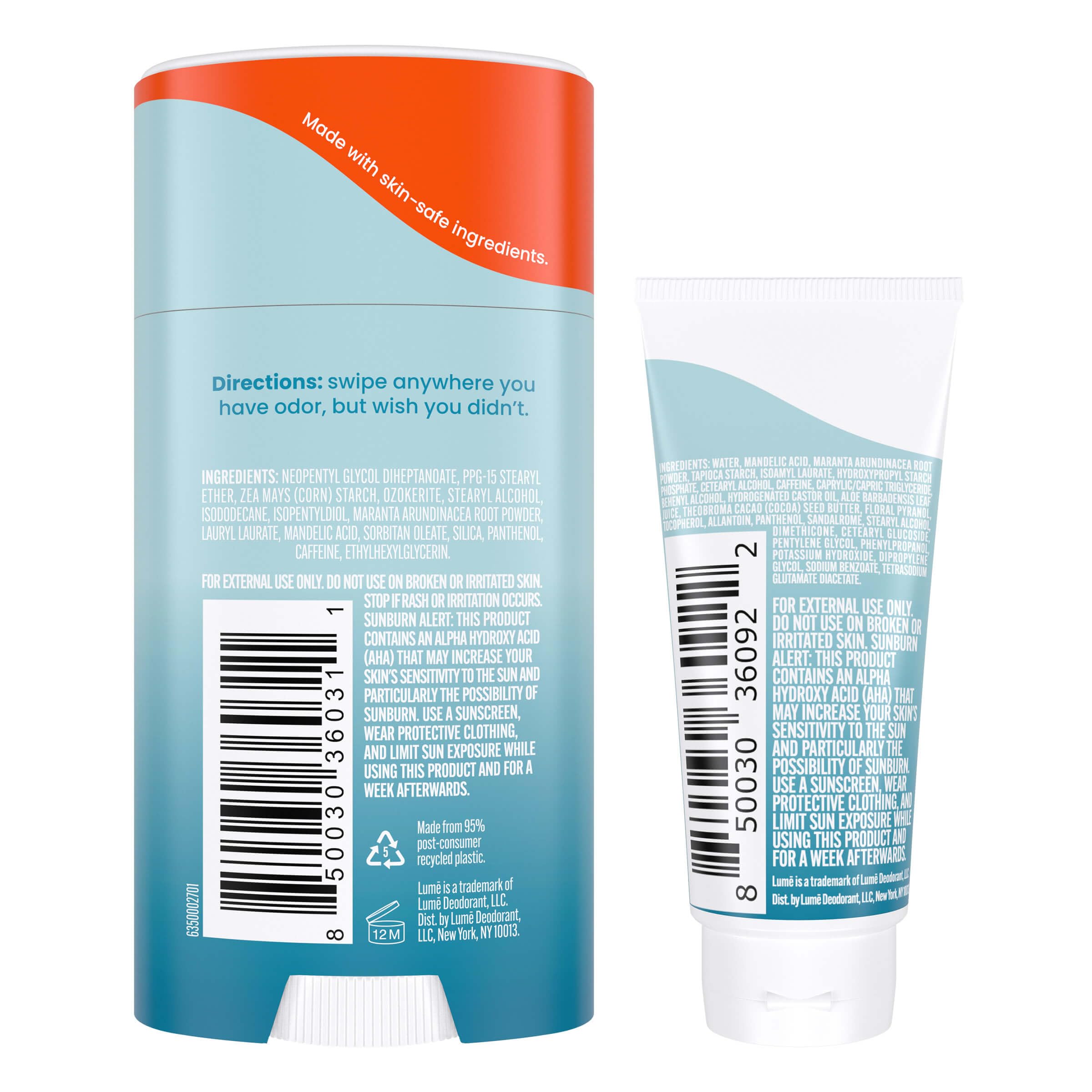 Lume solid stick bundle showing portable odor protection for on-the-go use