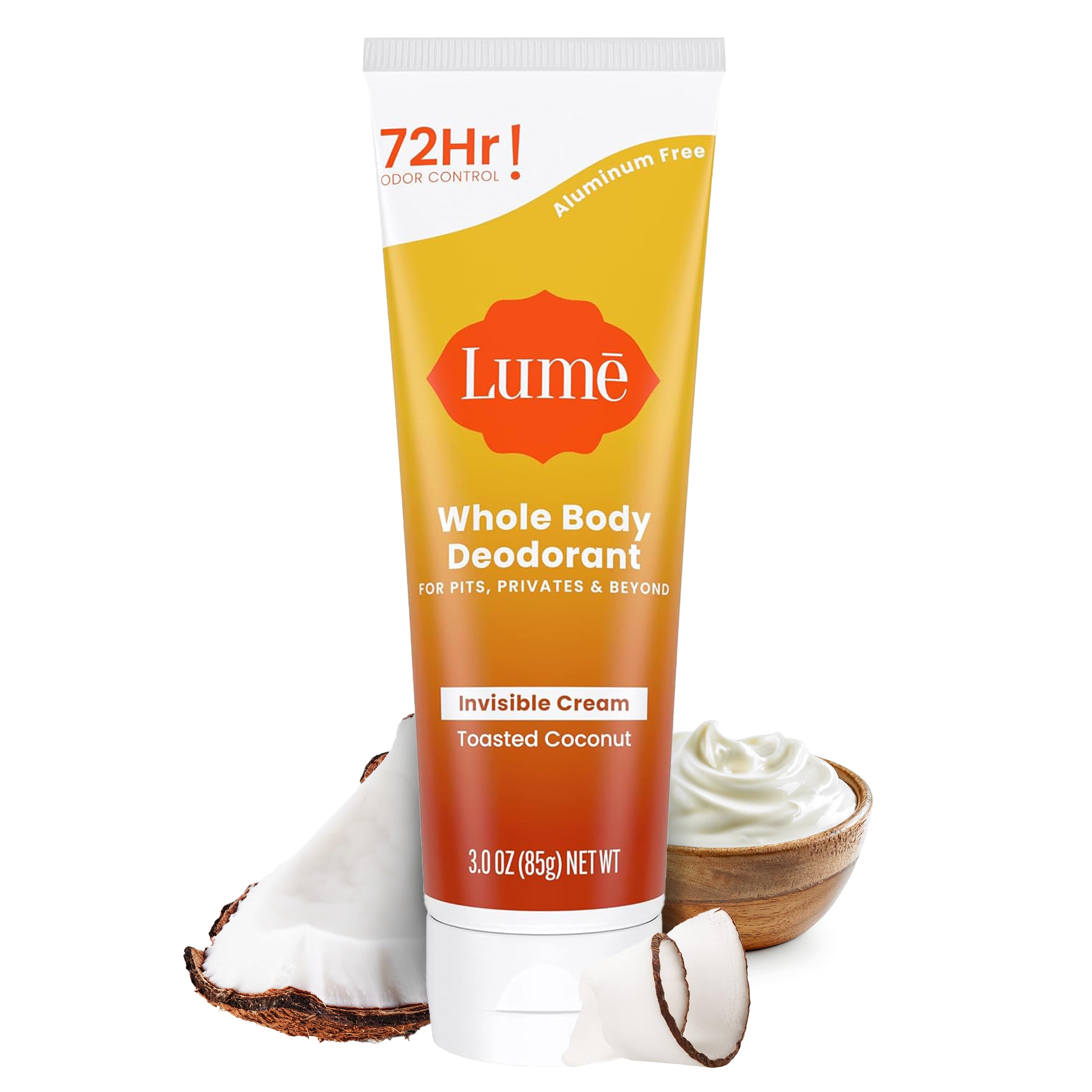 Lume Whole Body Deodorant toasted coconut bottle for all day freshness