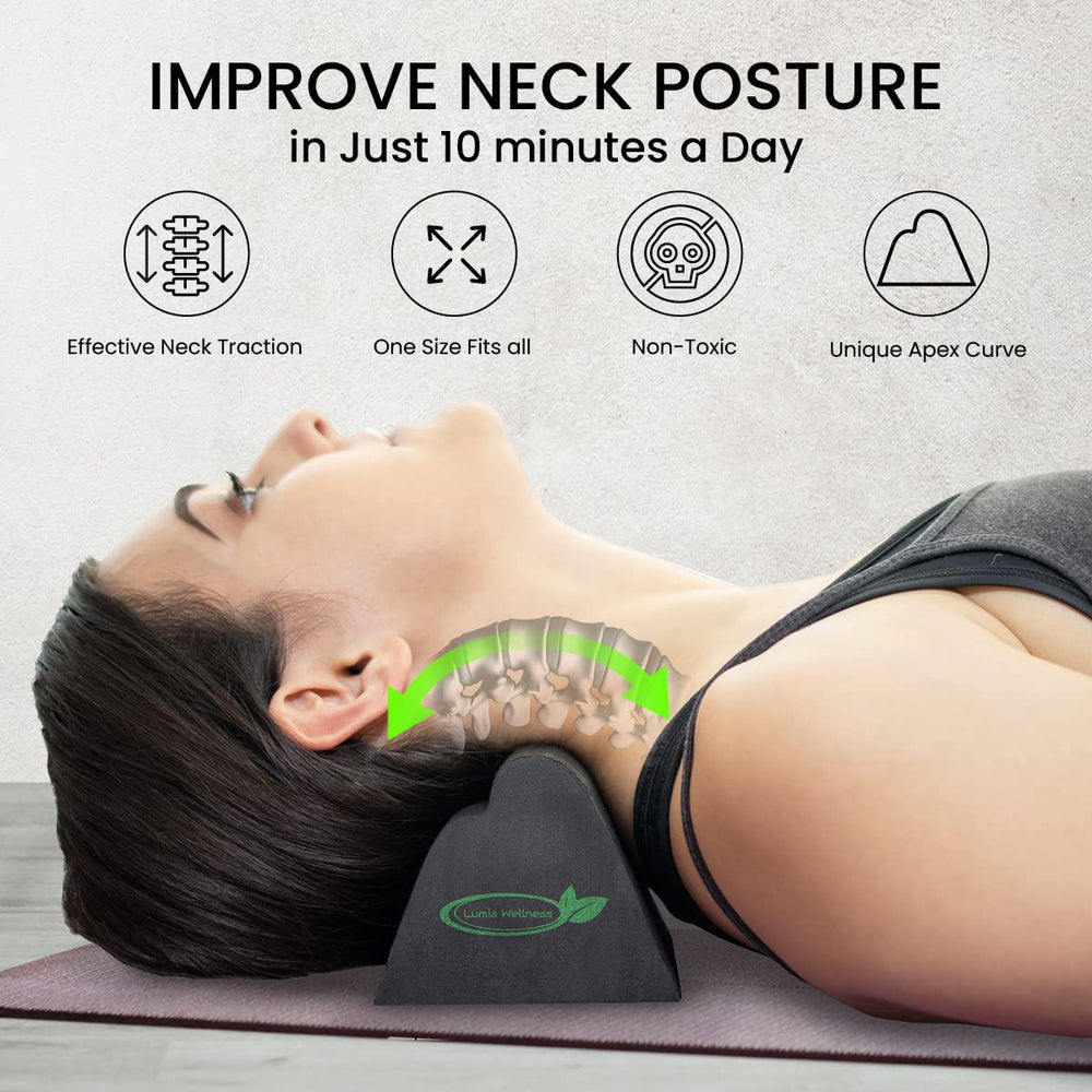Lumia Wellness device with 3 height adjustment for personalized neck stretches.