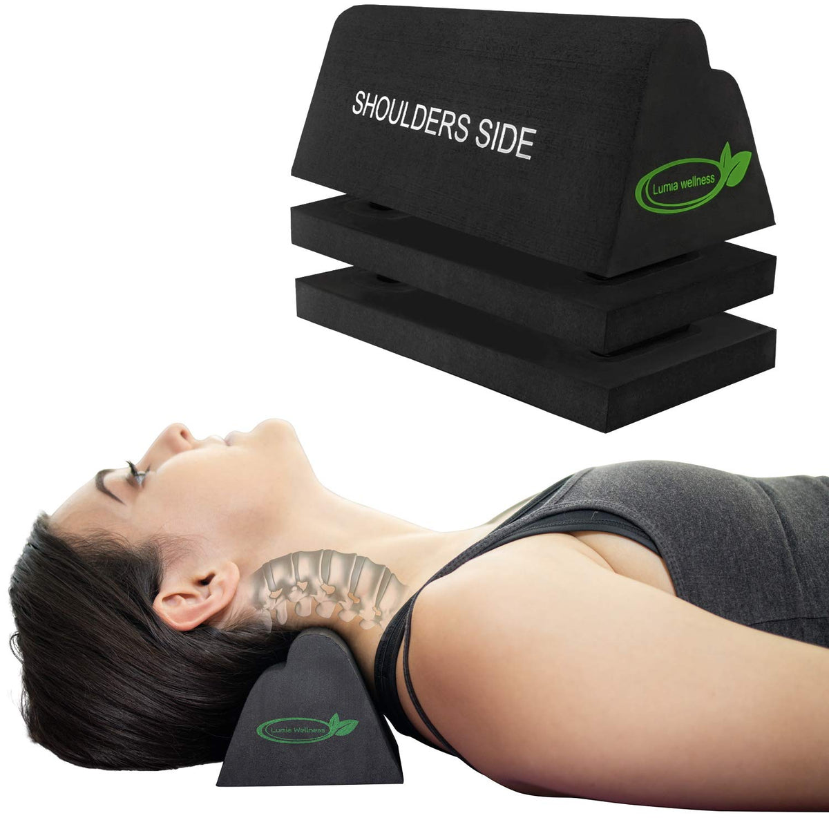 Lumia Wellness cervical traction block overview for at home neck relief and posture support.