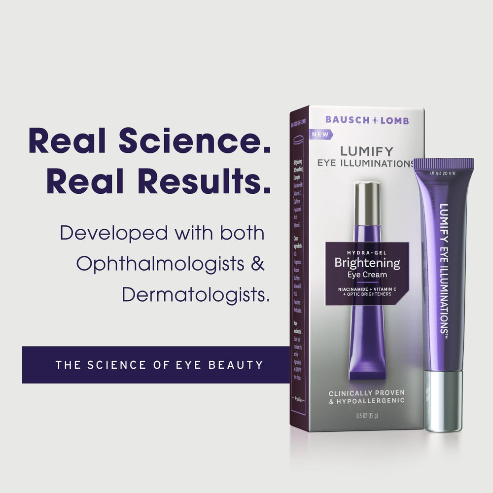 Lumify Eye Illuminations under-eye application demonstrates gentle absorption for daily care.