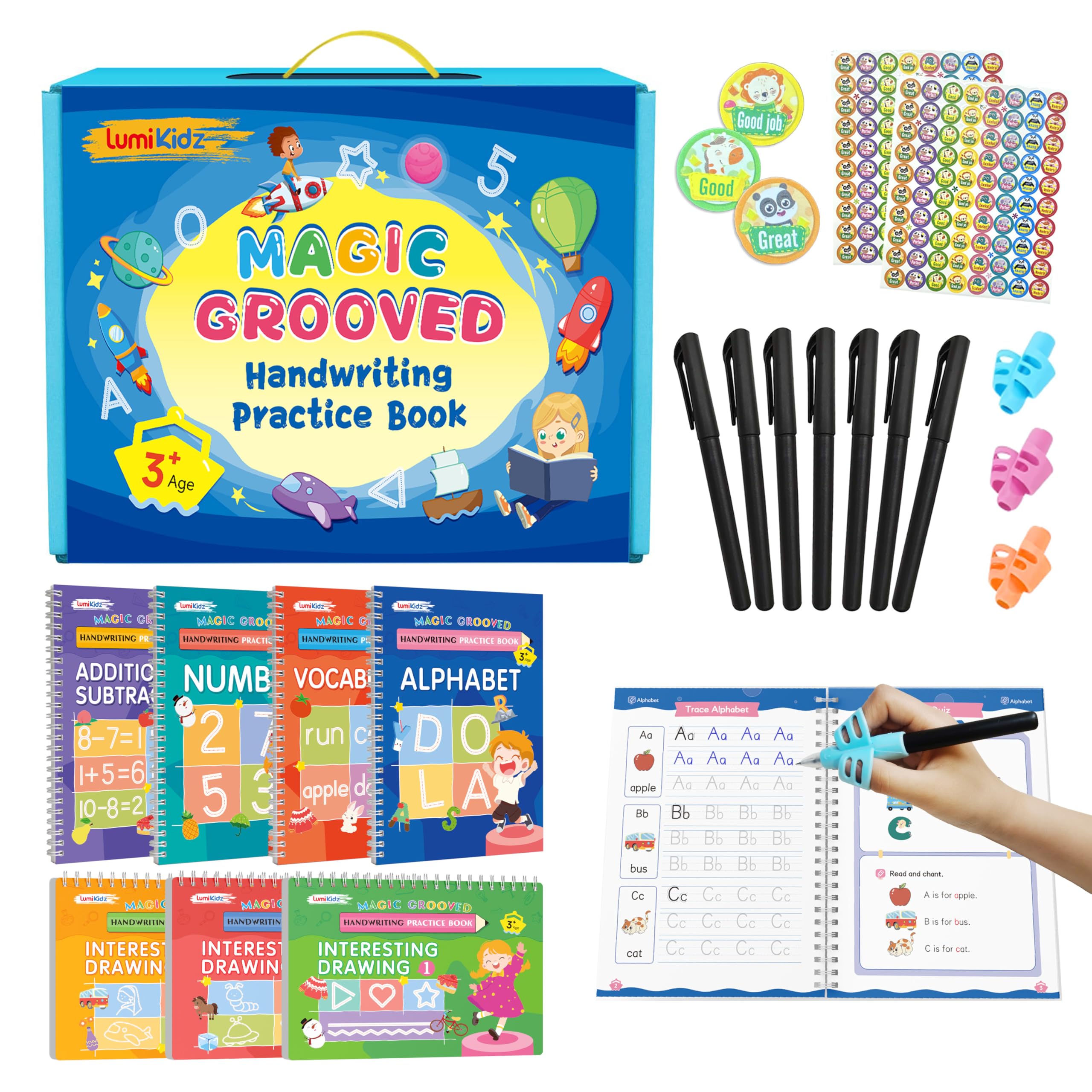 Lumikidz Magic Grooved Writing Practice set cover helps kids start handwriting confidently.