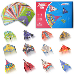 Lumikidz paper airplane origami kit with 12 designs for kids