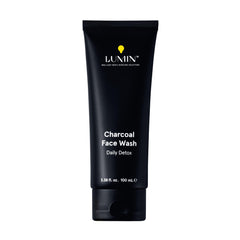 Lumin Charcoal Face Wash bottle front view for daily detox and refreshed skin.
