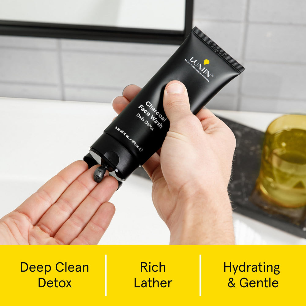 Close up of activated charcoal texture highlighting cleansing and pore clearing.