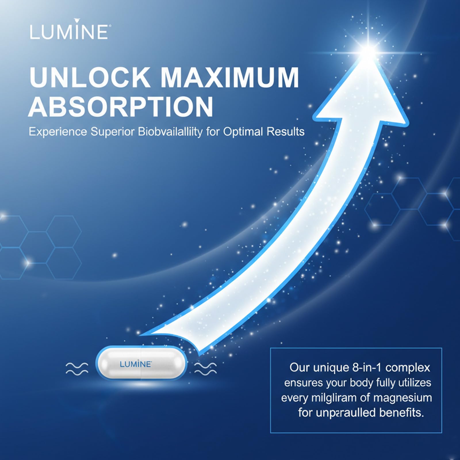 Capsules in hand; Lumine Magnesium Complex for simple daily routine
