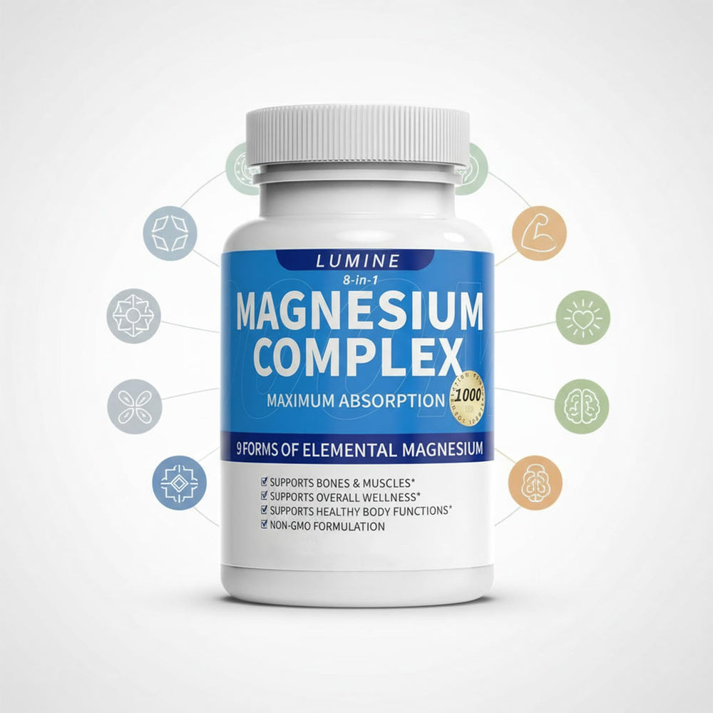 Evening routine with Lumine Magnesium Complex promoting calmness before sleep