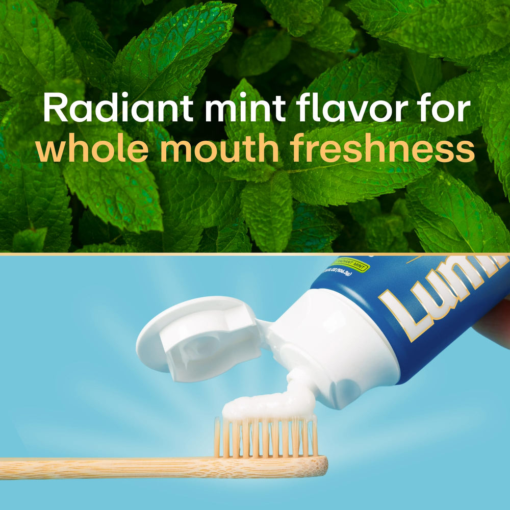 Lumineux fluoride-free toothpaste packaging highlighting daily-use formula