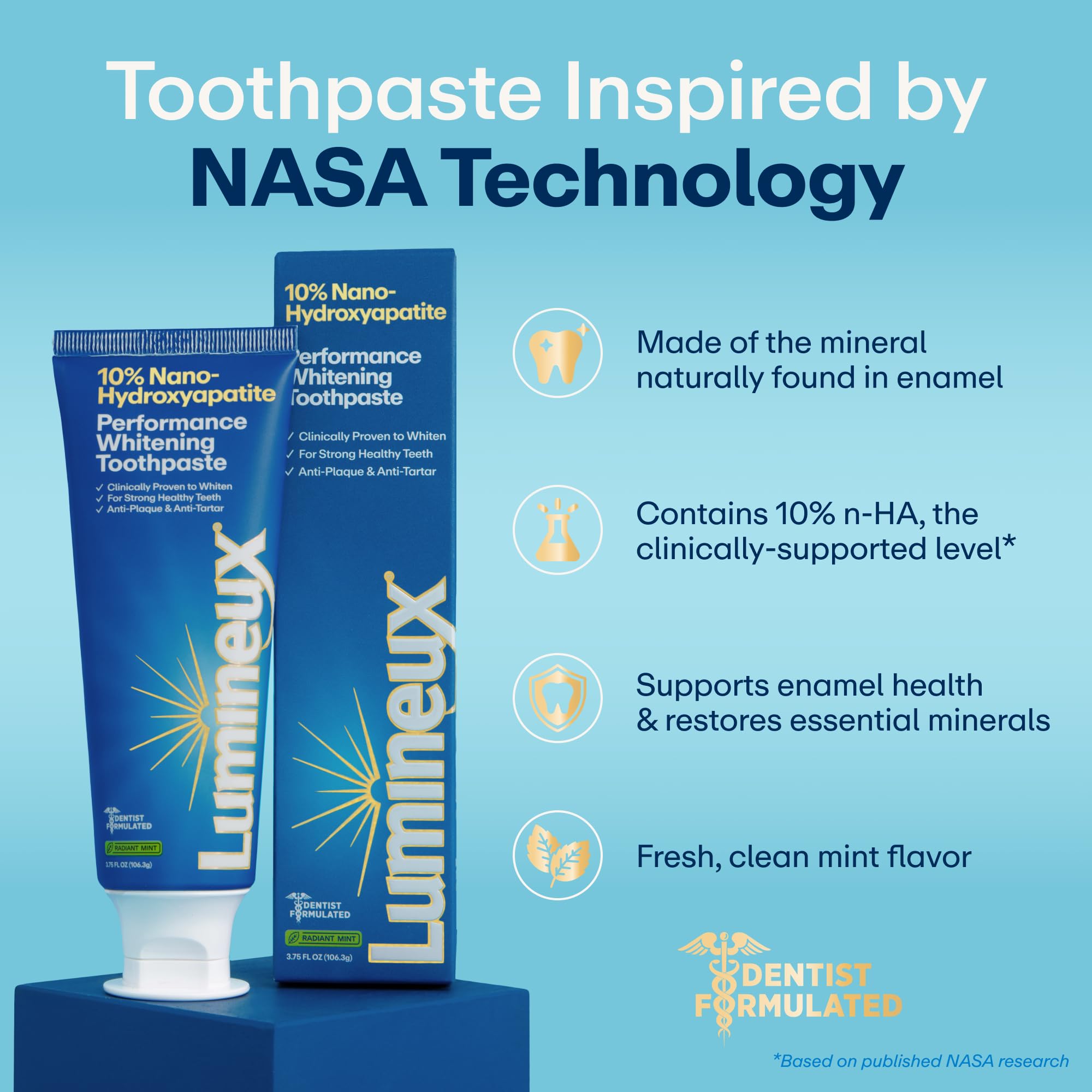 Lumineux toothpaste foam during brushing shows minty fresh finish