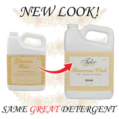 Lumintrail Diva detergent bottle label closeup; gentle cleansing for delicate fabrics