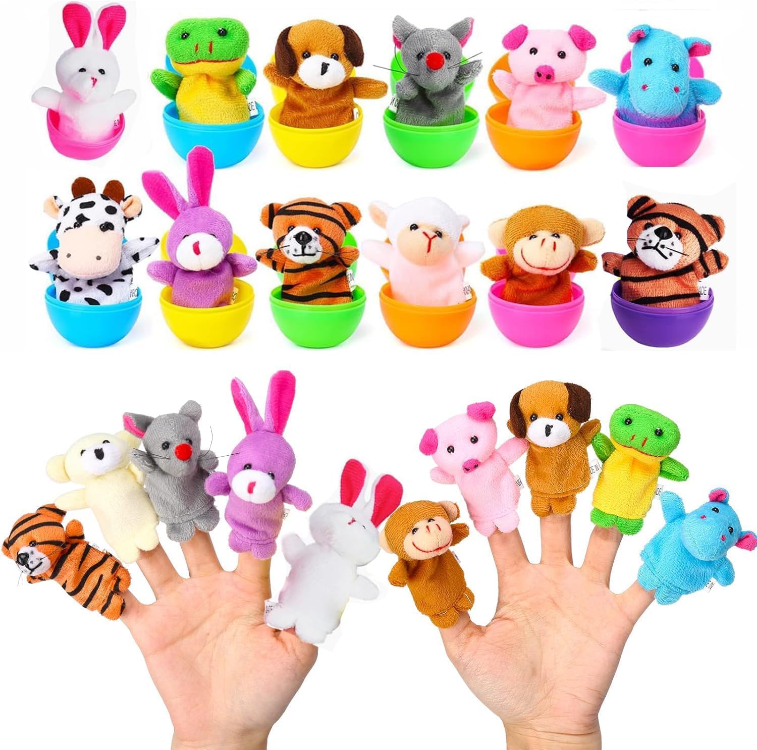 Lumiparty Easter egg finger puppets set with colorful eggs for interactive play and learning
