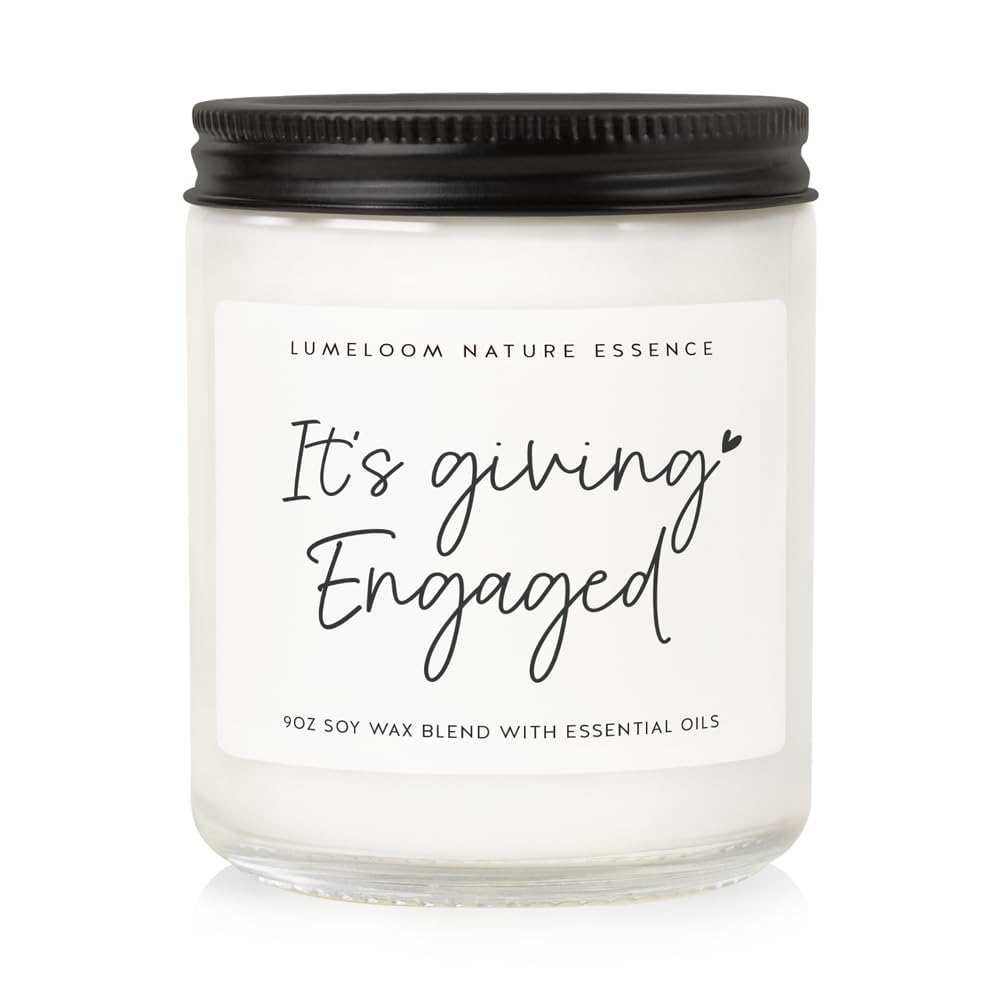 LUMELOOM engagement candle with lavender scent in a 9oz jar for a romantic table setting.