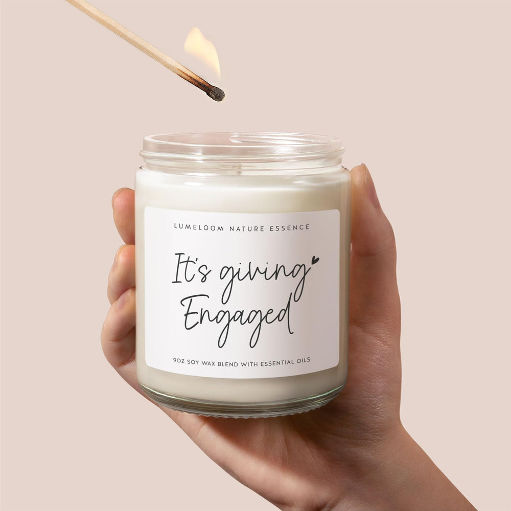 LUMELOOM engagement party decor candle on table creating warm ambiance.