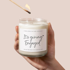 LUMELOOM engagement party decor candle on table creating warm ambiance.