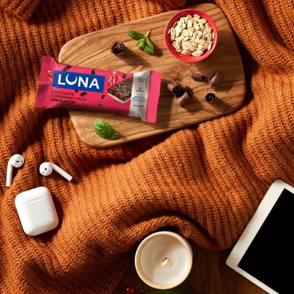 LUNA Bar Chocolate Peppermint Stick individually wrapped for purse or bag.