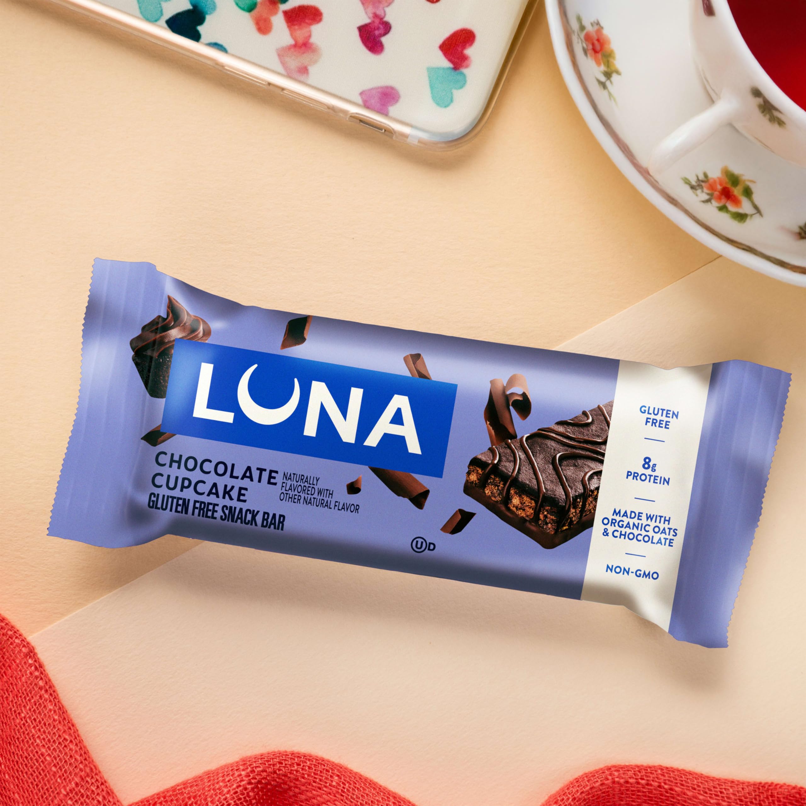 Luna Bar kosher-certified seal on packaging.