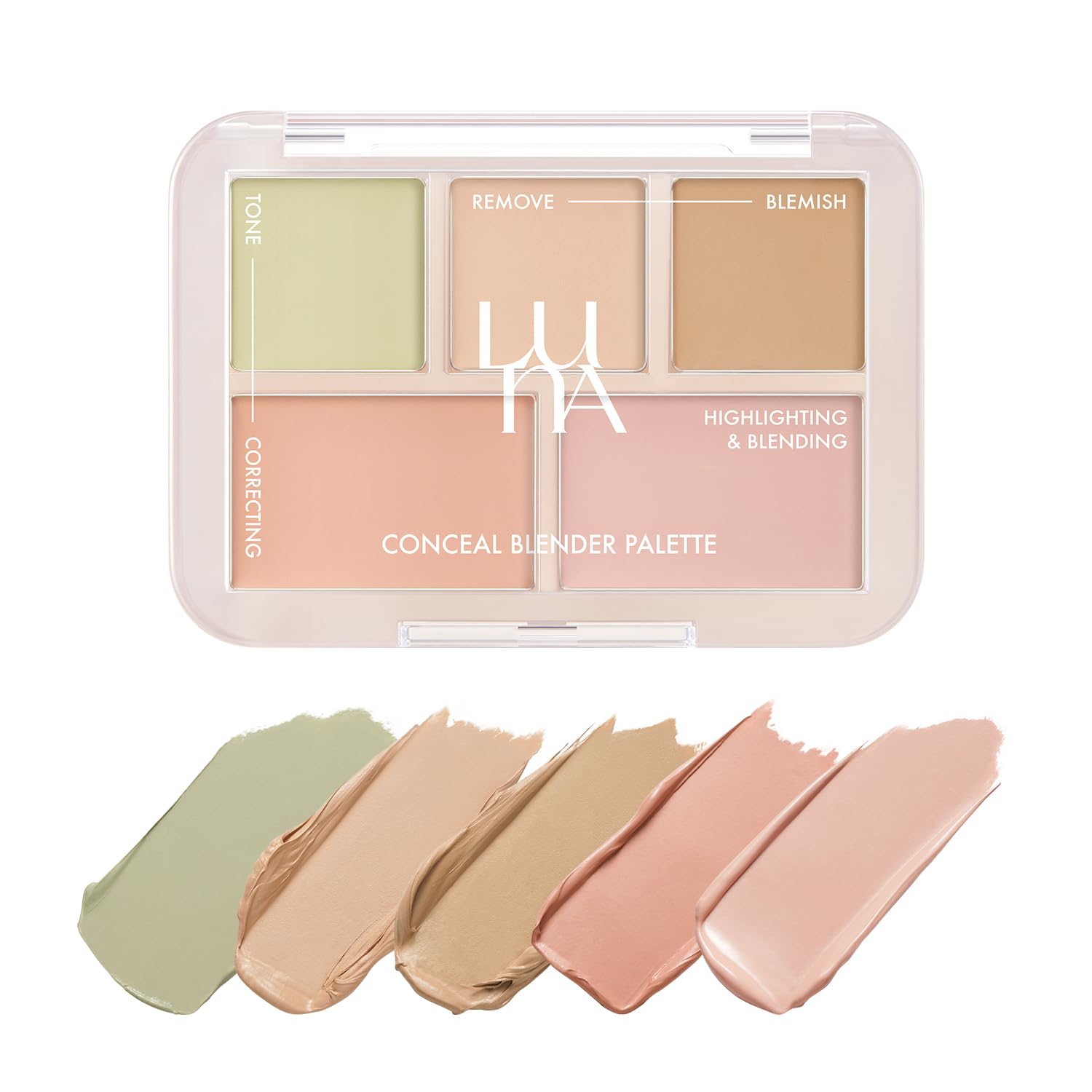 LUNA Conceal Blender Palette closed cover for portable concealment and on-the-go touch-ups.
