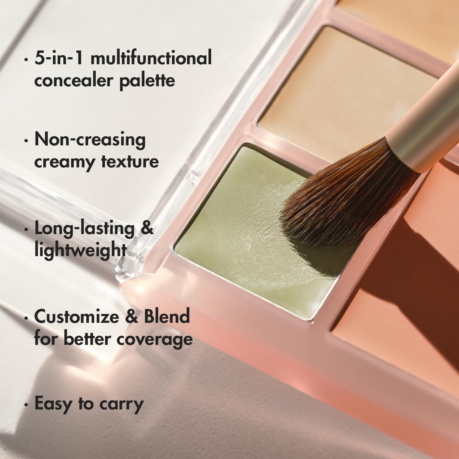 LUNA Conceal Blender Palette green correcting shade in action for redness reduction.